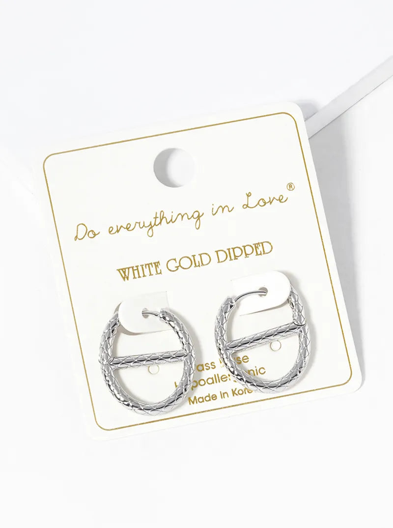 14K Gold Dipped Textured Mariner Chain Shape Hinged Hoop Earrings