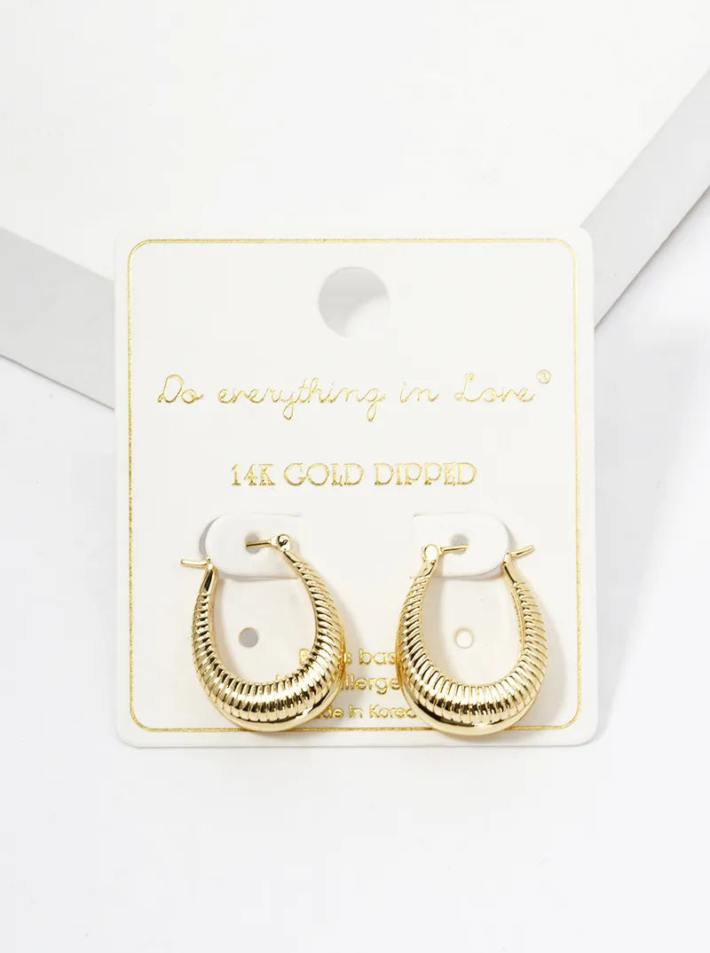 14K Gold Dipped Textured Metal Double Hinged Hoop Earrings