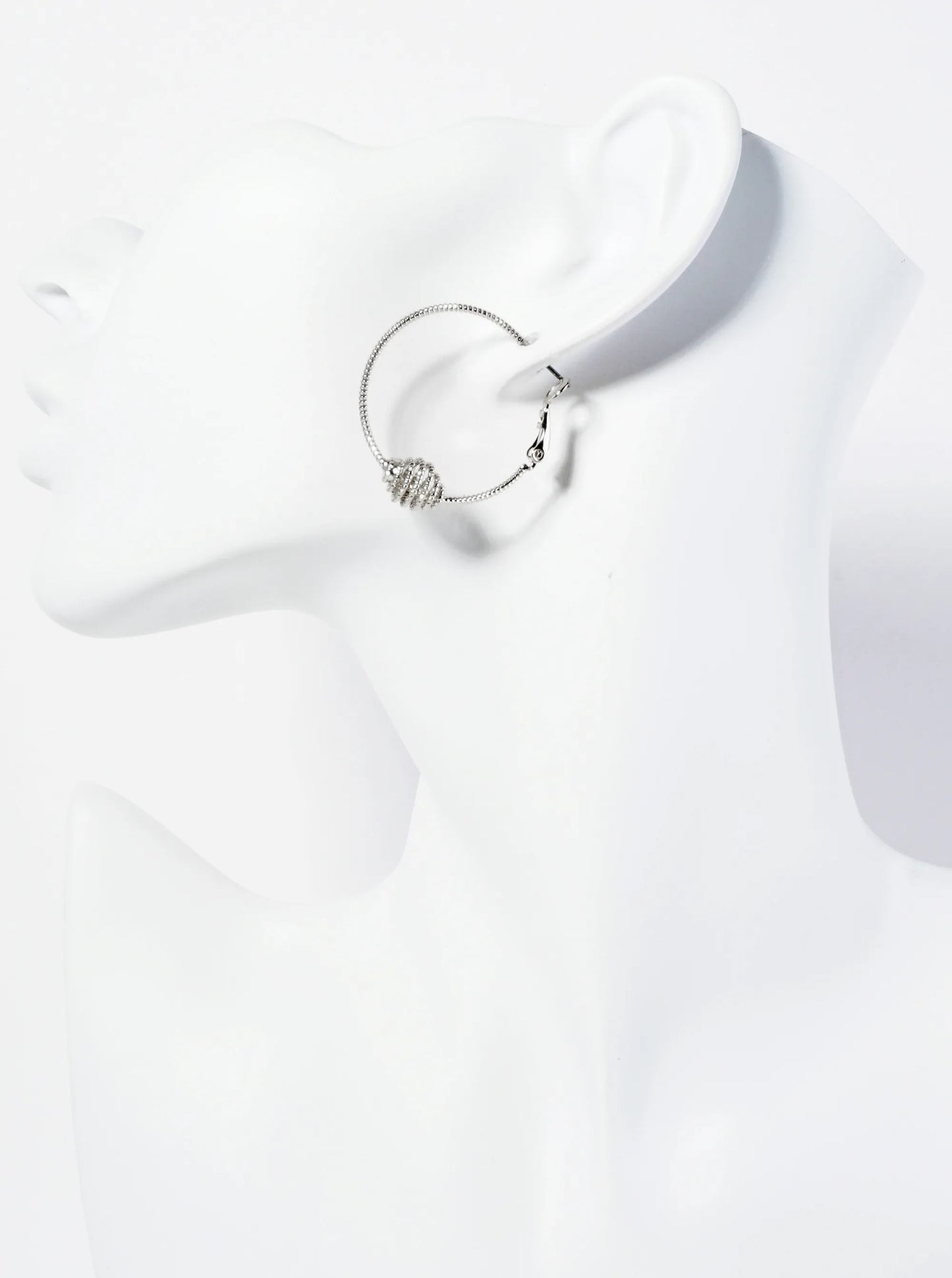 14K-Gold-Dipped Textured Spiral Accent 30mm Latch-Back Hoop Earrings
