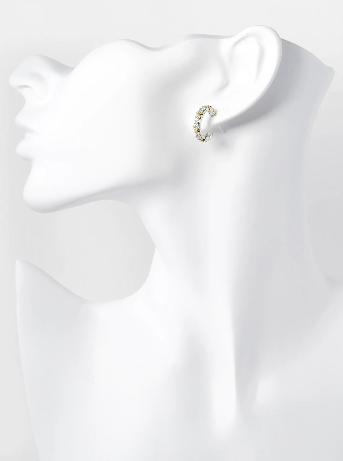 14K Gold Dipped Two-Tone 15mm Cubic Zirconia Open Hoop Earrings