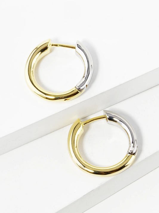14K Gold Dipped Two-Tone 20mm Huggie Hoop Earrings