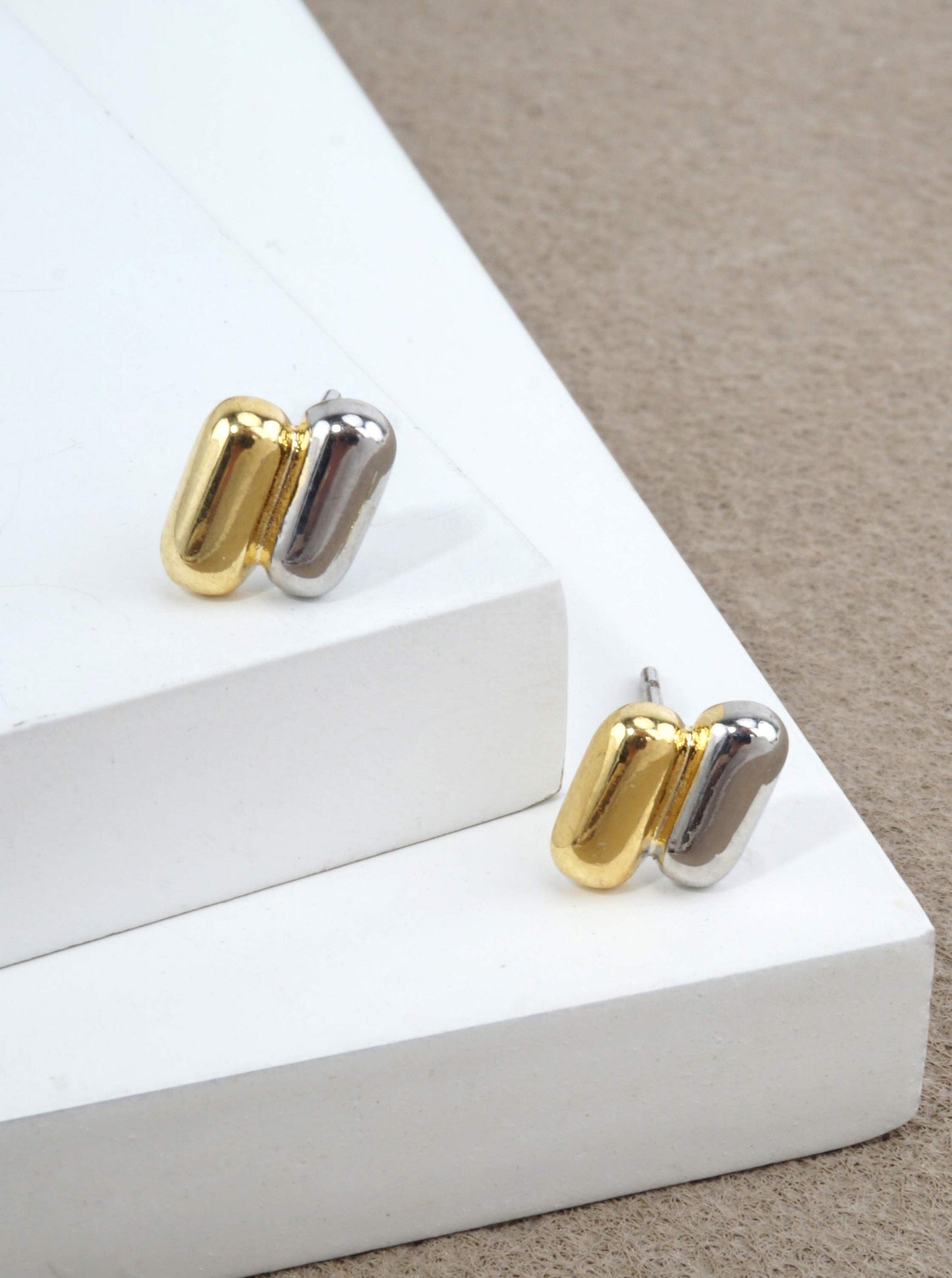 14K Gold-Dipped Two-Tone Capsule Studs