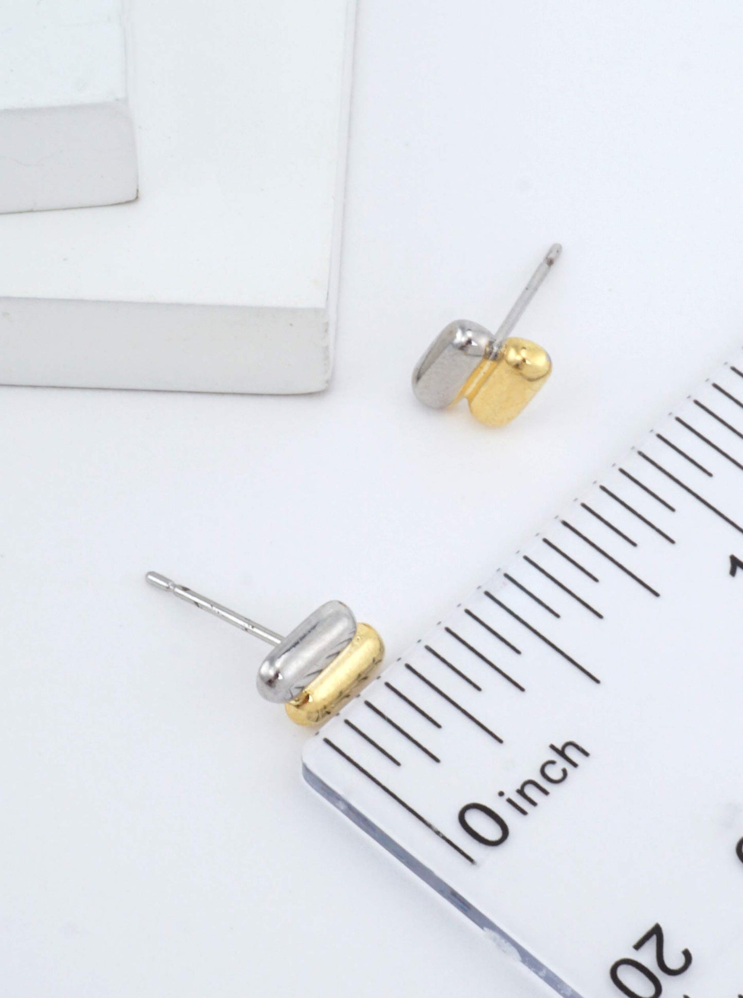 14K Gold-Dipped Two-Tone Capsule Studs
