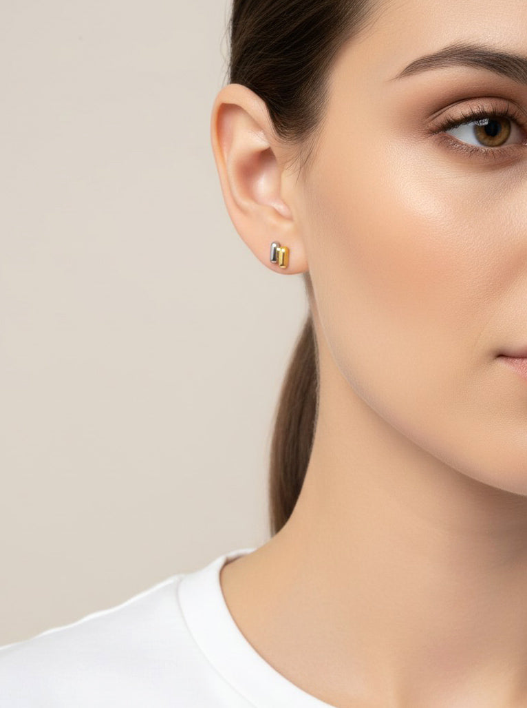 14K Gold-Dipped Two-Tone Capsule Studs