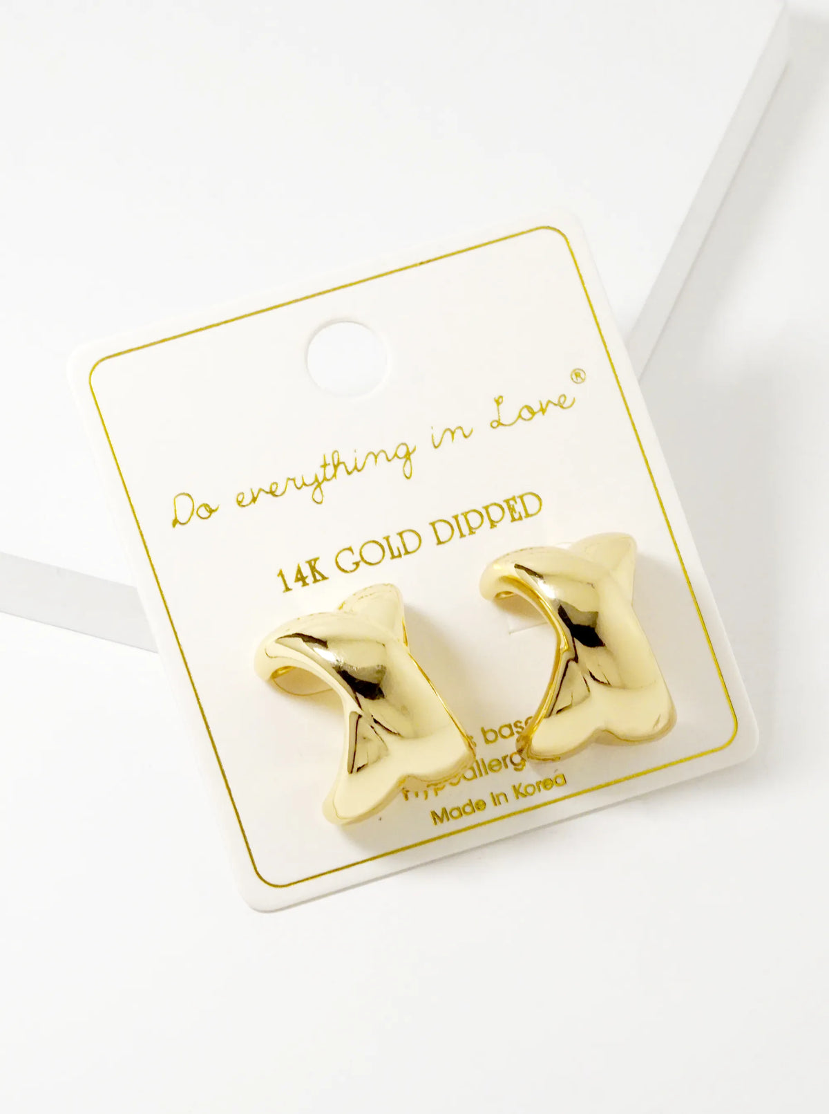 14K Gold Dipped X Shape Bold Hoop Earrings