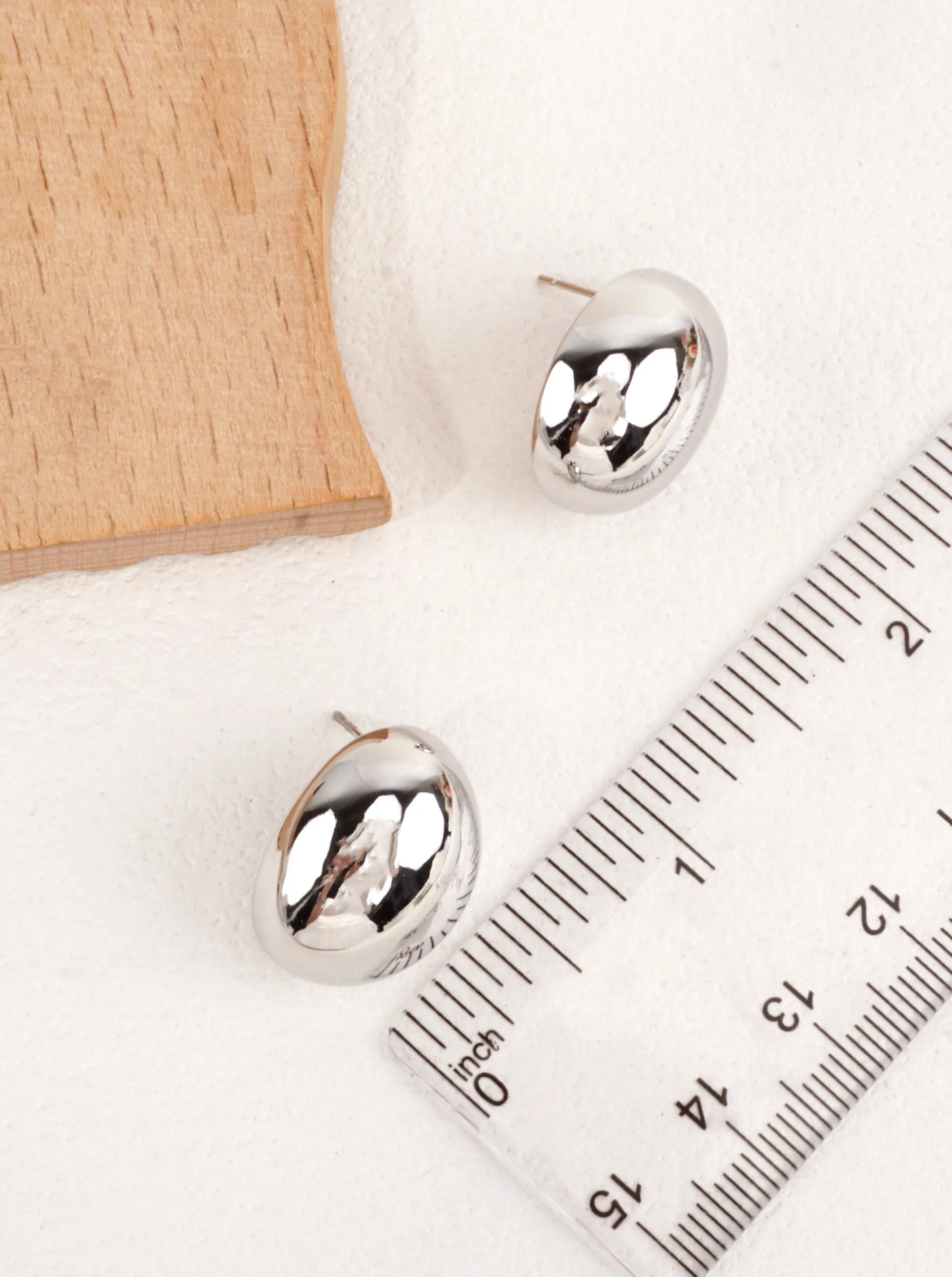 14K-White Gold Dipped Dome Stud Earrings