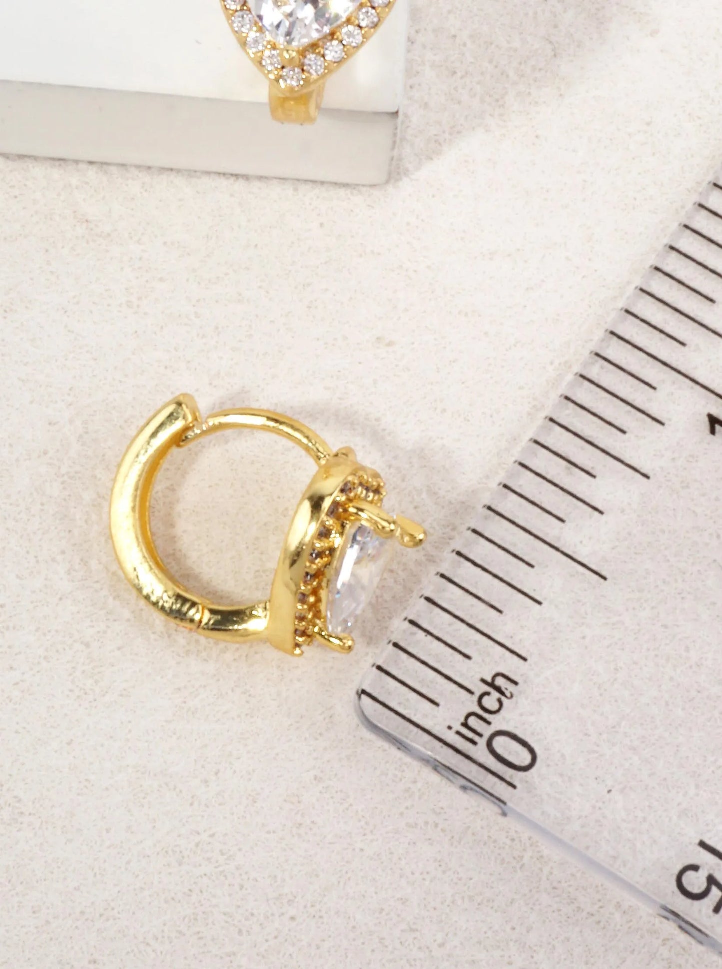 14k Gold Dipped Heart CZ Huggie Earrings