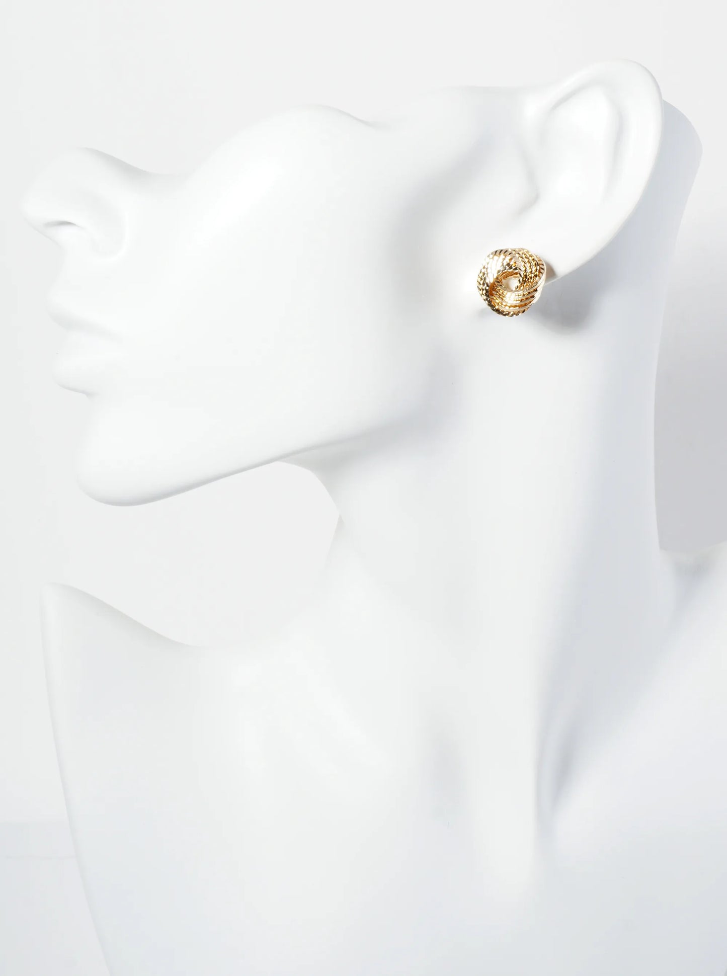 14mm Textured Metal Lightly Flattened Love Knot Stud Earrings