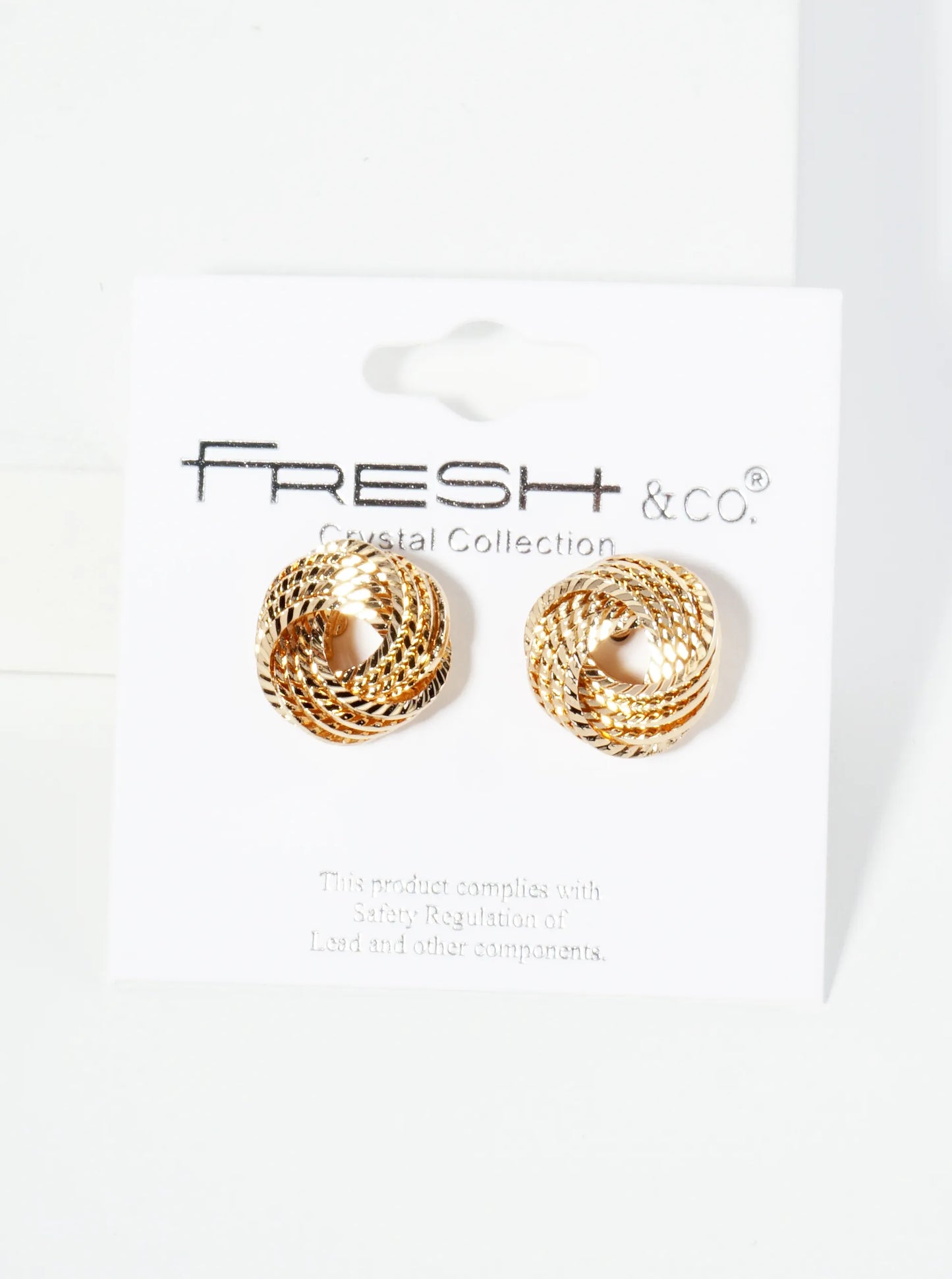 14mm Textured Metal Lightly Flattened Love Knot Stud Earrings