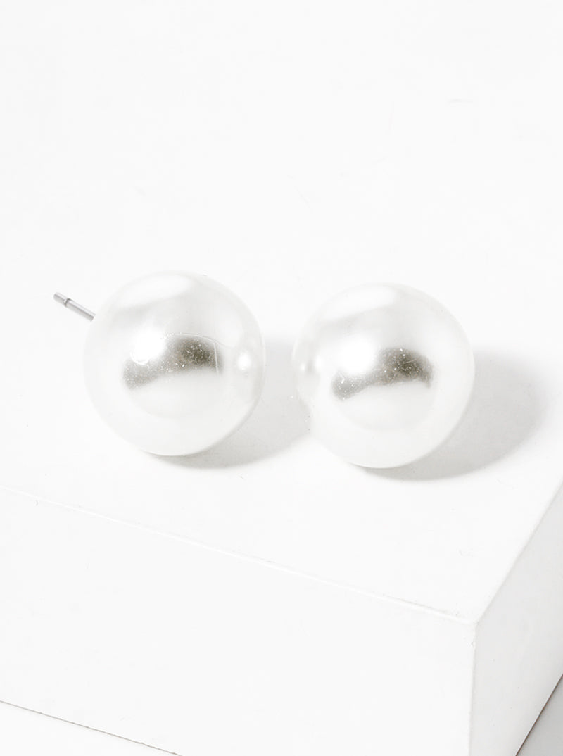 14mm Pearl Post Stud Earrings