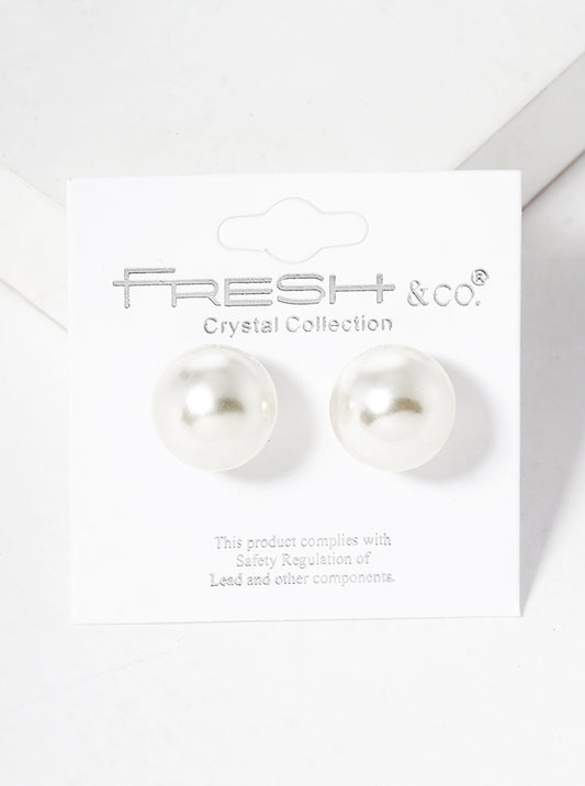 14mm Pearl Post Stud Earrings