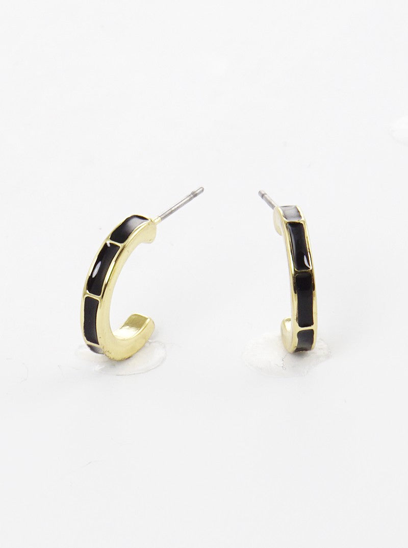 15mm Enamel Filled Dainty Hoop Earrings