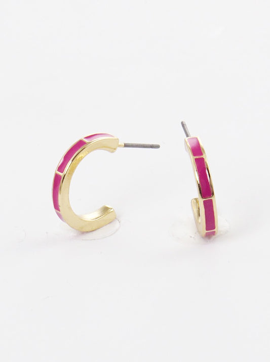 15mm Enamel Filled Dainty Hoop Earrings