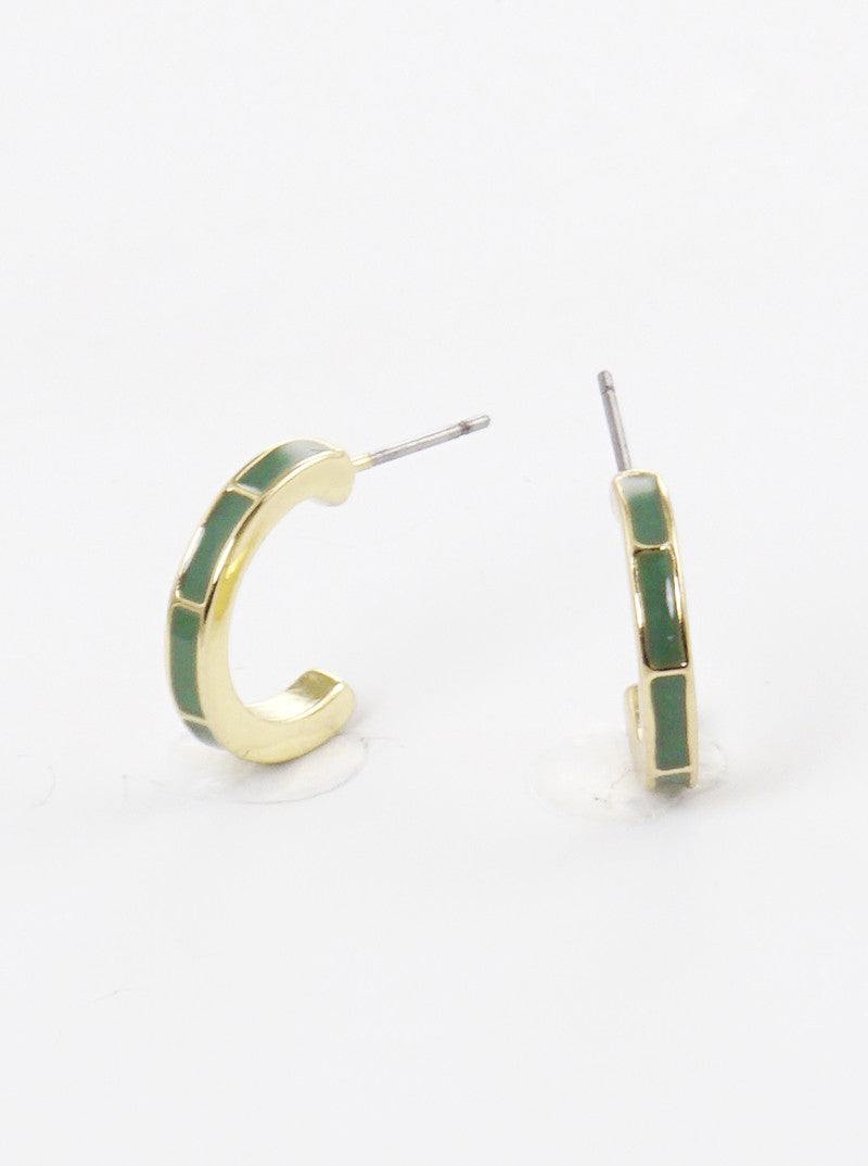 15mm Enamel Filled Dainty Hoop Earrings