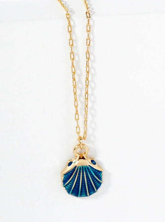 15mm Enamel Seashell Pendant 16-Inch Sea-Life Necklace