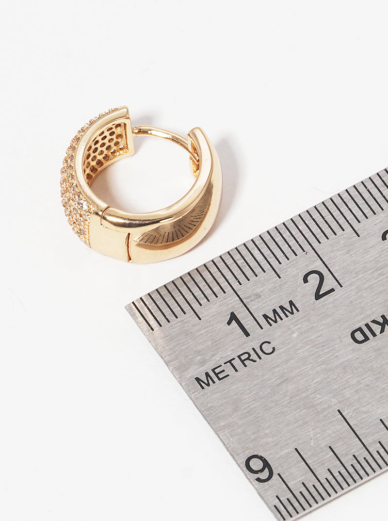 15mm Micro Pave Set Cubic Zirconia Wide Huggie Hoop Earrings