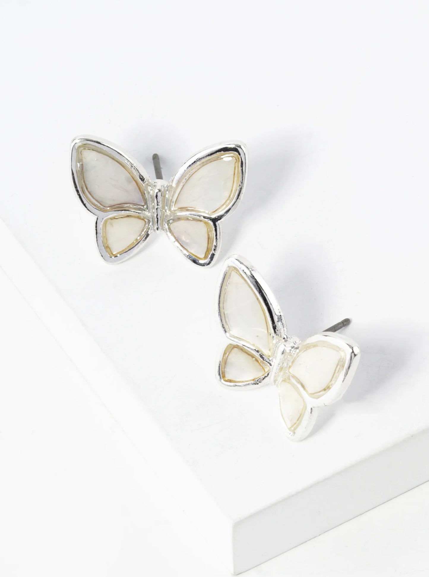 15mm Mother Of Pearl Butterfly Stud Earrings