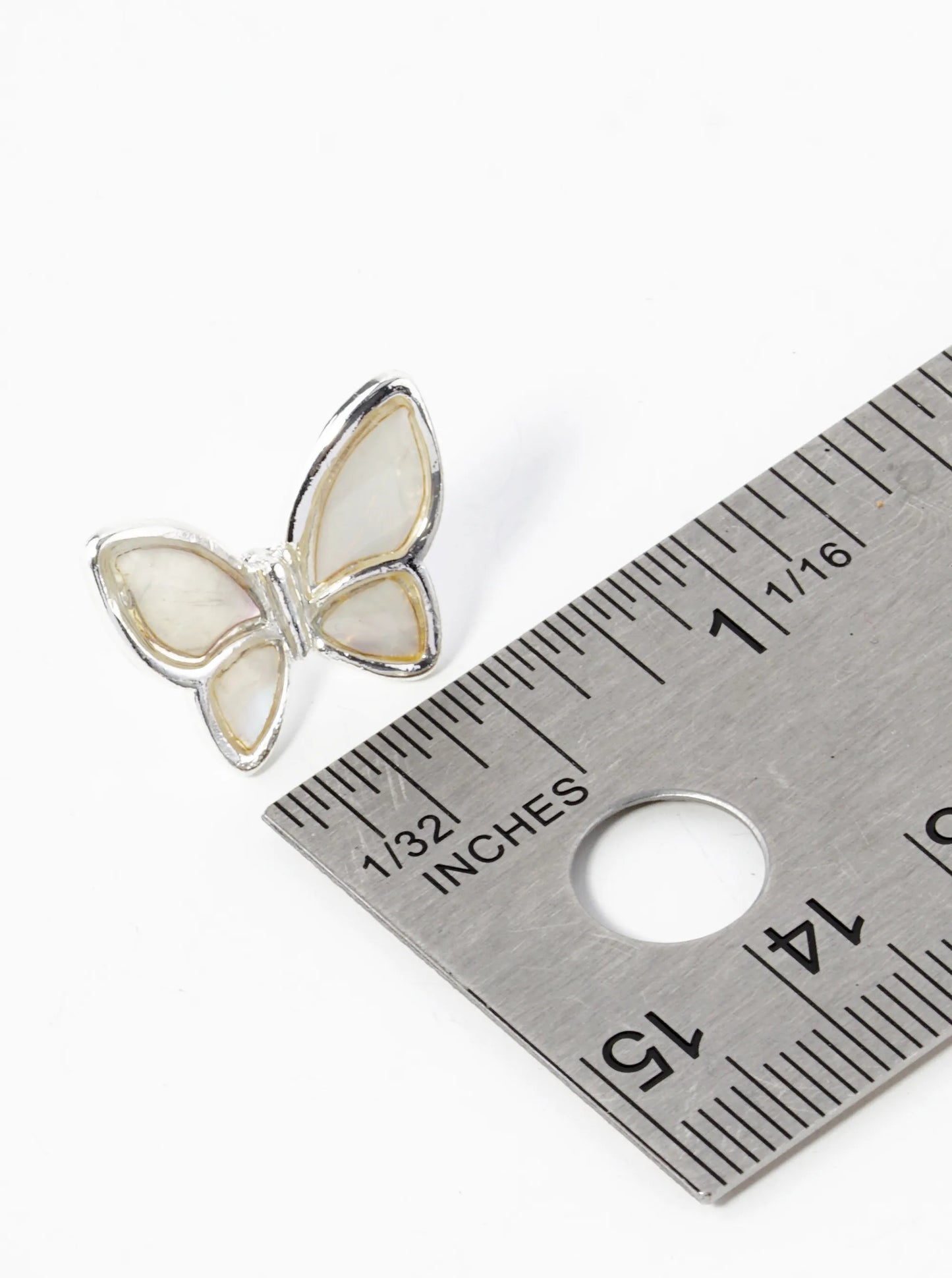 15mm Mother Of Pearl Butterfly Stud Earrings