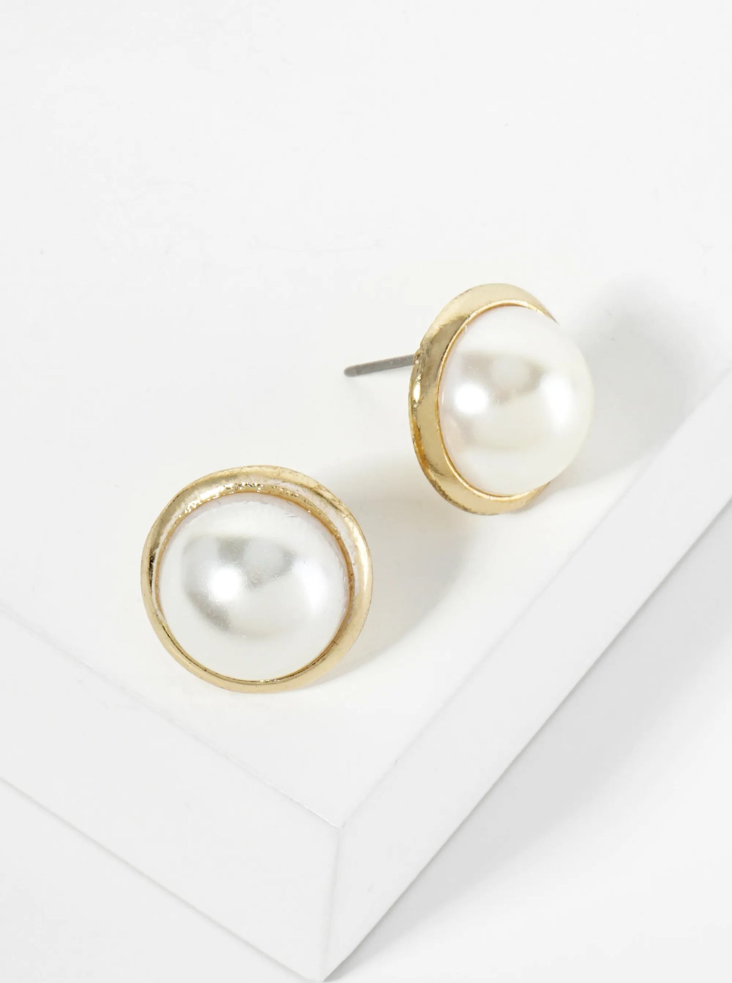 15mm Pearl Button Stud Earrings