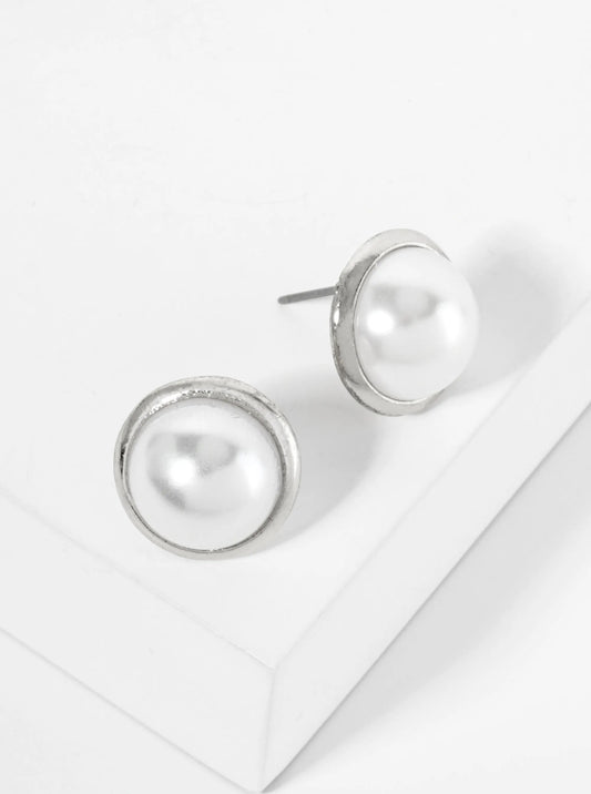 15mm Pearl Button Stud Earrings