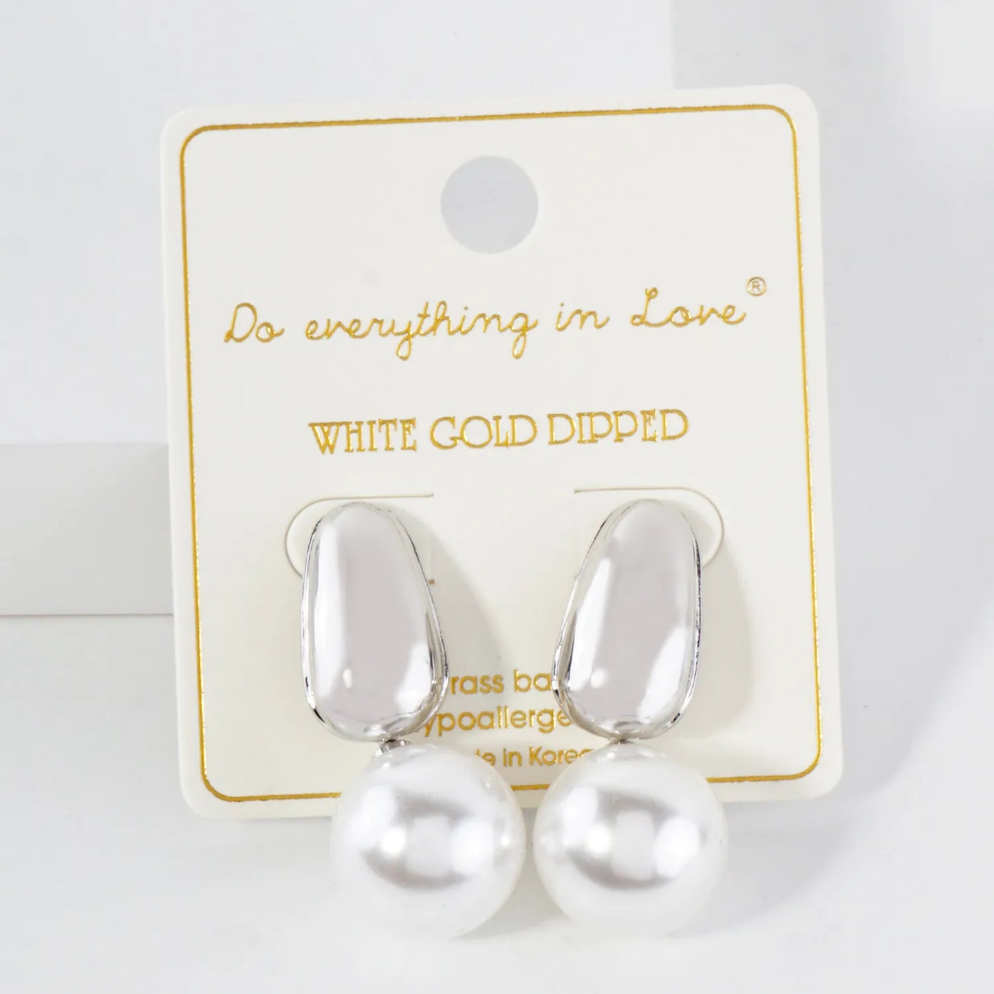 15mm Pearl Drop 14K-Gold-Dipped Brass Earrings