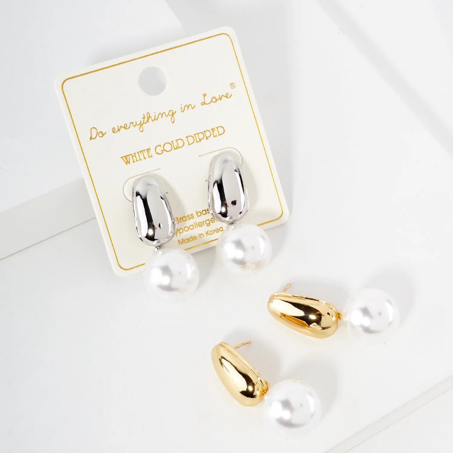 15mm Pearl Drop 14K-Gold-Dipped Brass Earrings