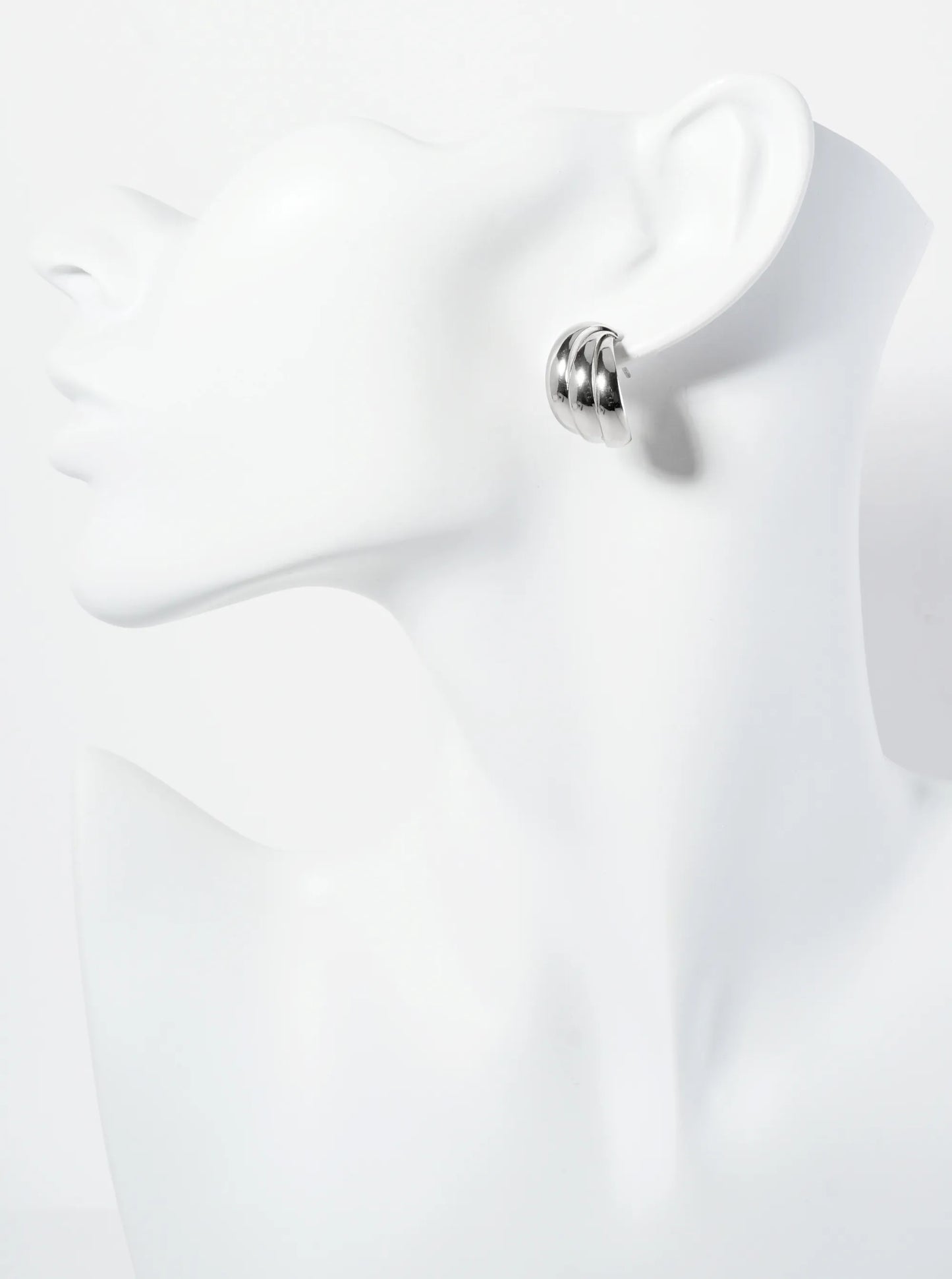 15mm Polished 14K-Gold-Dipped Three Overlapping Hoop Earrings