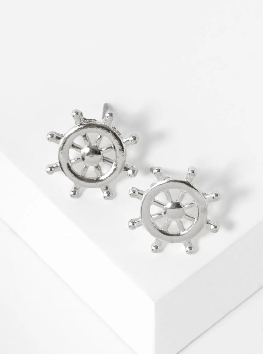 15mm Ships Wheel Stud Earrings