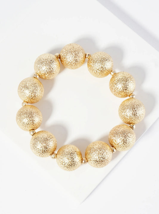 15mm Textured Metallic Ball Stretch Bracelet
