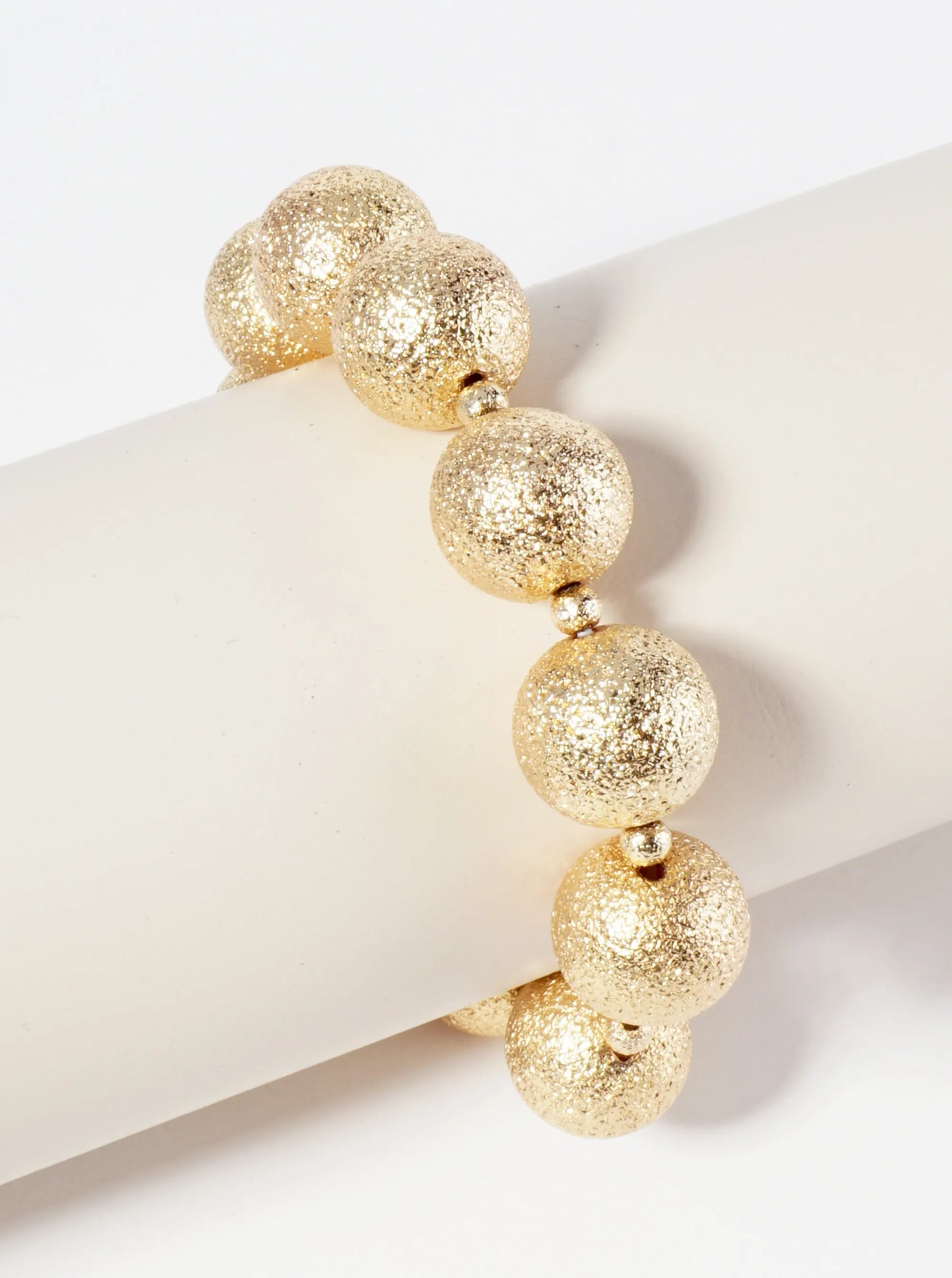 15mm Textured Metallic Ball Stretch Bracelet