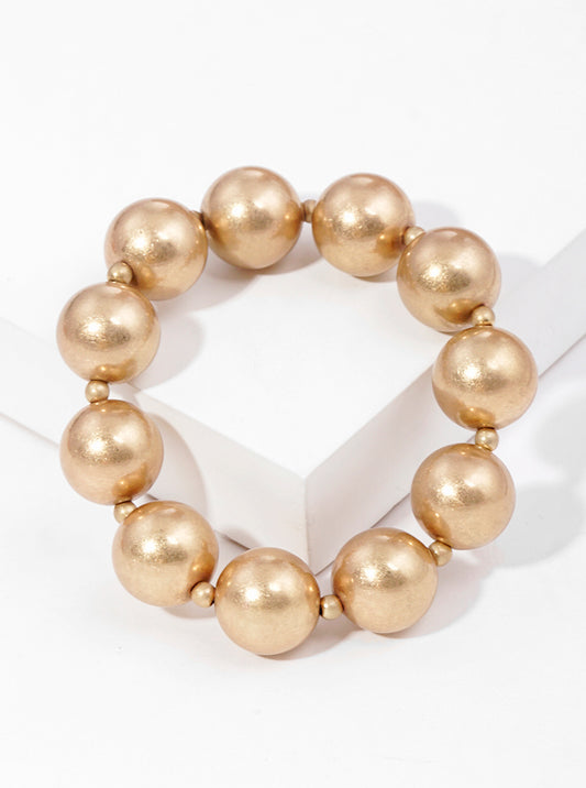 15mm Bold Metallic Ball Bead Stretch Bracelet