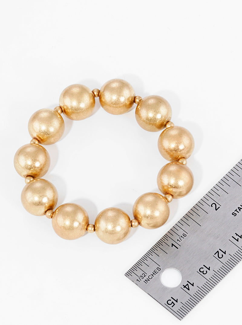 Set Of 5 Polished Irregular Shaped Metallic Bead Stretch Stackable Bracelet
