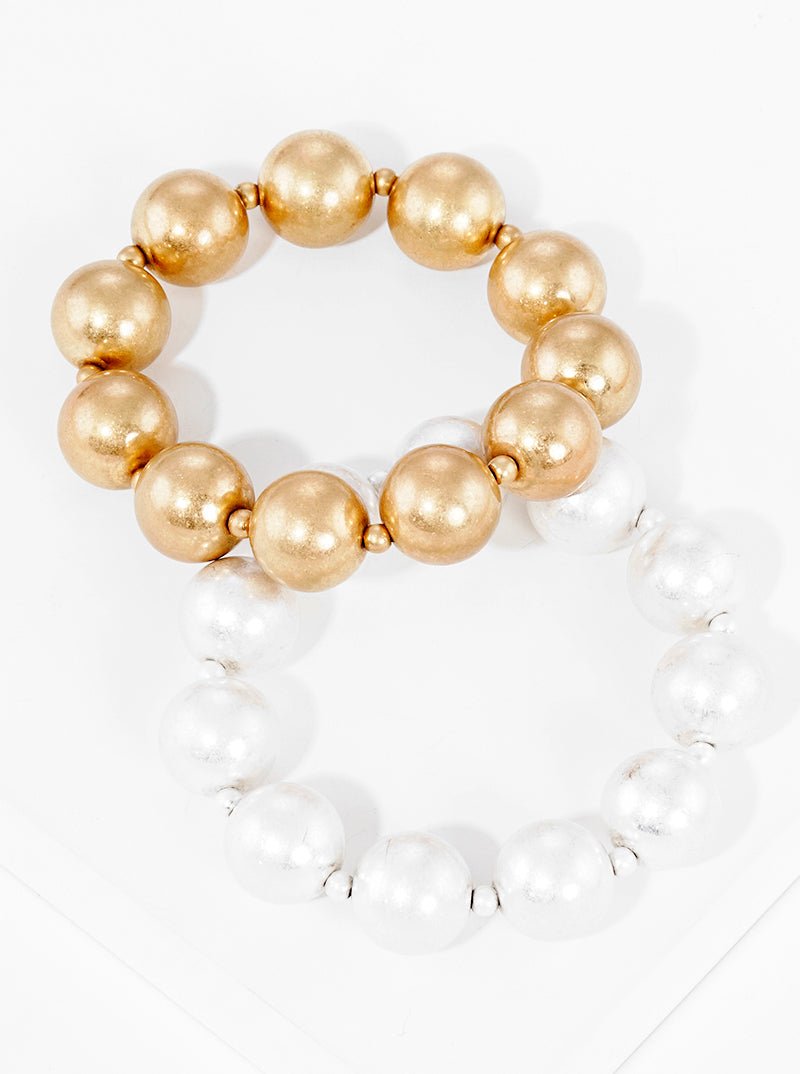 15mm Bold Metallic Ball Bead Stretch Bracelet