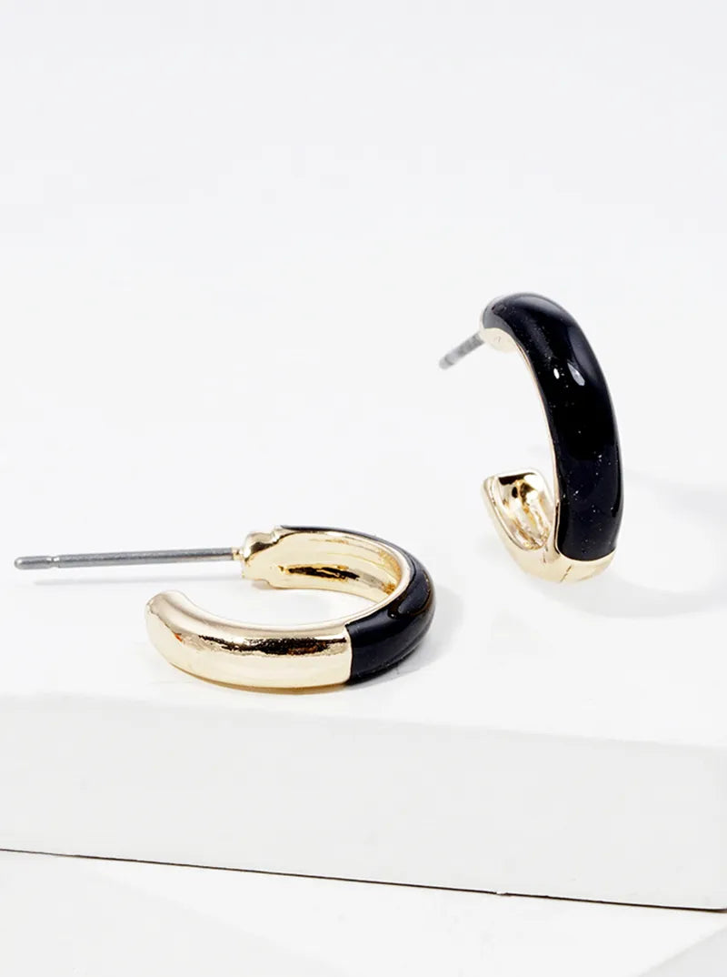 15mm Enamel Filled Dainty Open Hoop Earrings