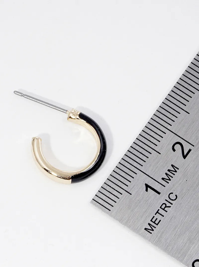 15mm Enamel Filled Dainty Open Hoop Earrings