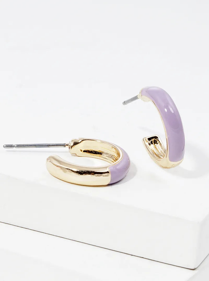 15mm Enamel Filled Dainty Open Hoop Earrings