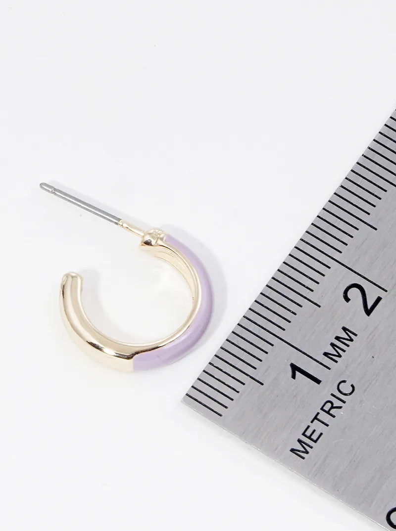 15mm Enamel Filled Dainty Open Hoop Earrings