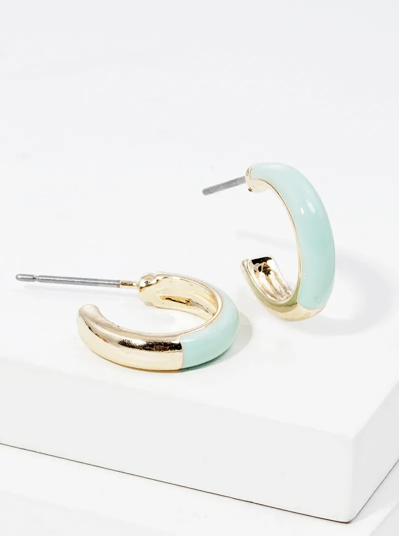 15mm Enamel Filled Dainty Open Hoop Earrings