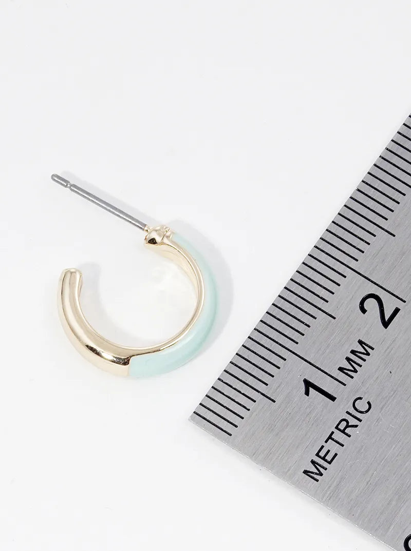 15mm Enamel Filled Dainty Open Hoop Earrings
