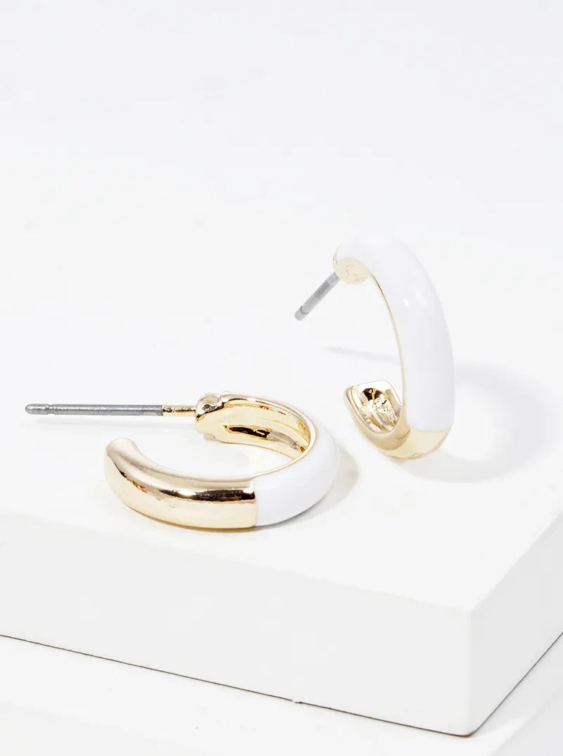 15mm Enamel Filled Dainty Open Hoop Earrings