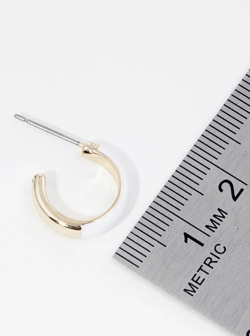 15mm Enamel Filled Dainty Open Hoop Earrings