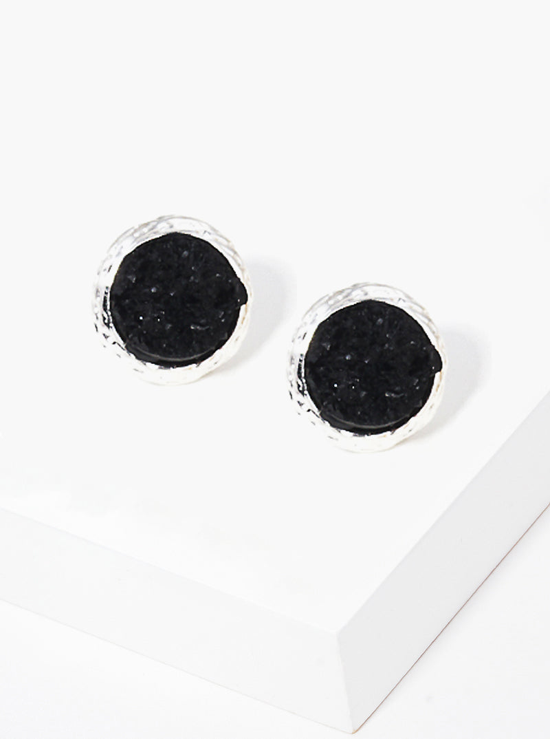 15mm Round Simulated Druzy Post Stud Earrings