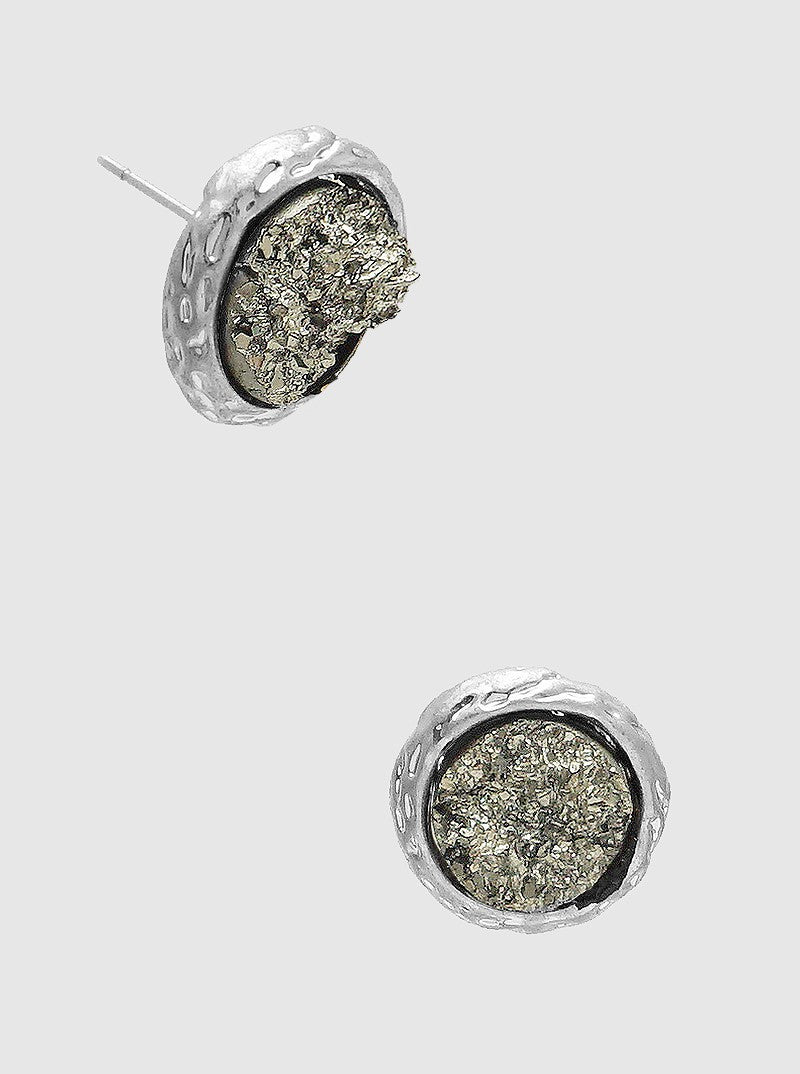 15mm Round Simulated Druzy Post Stud Earrings