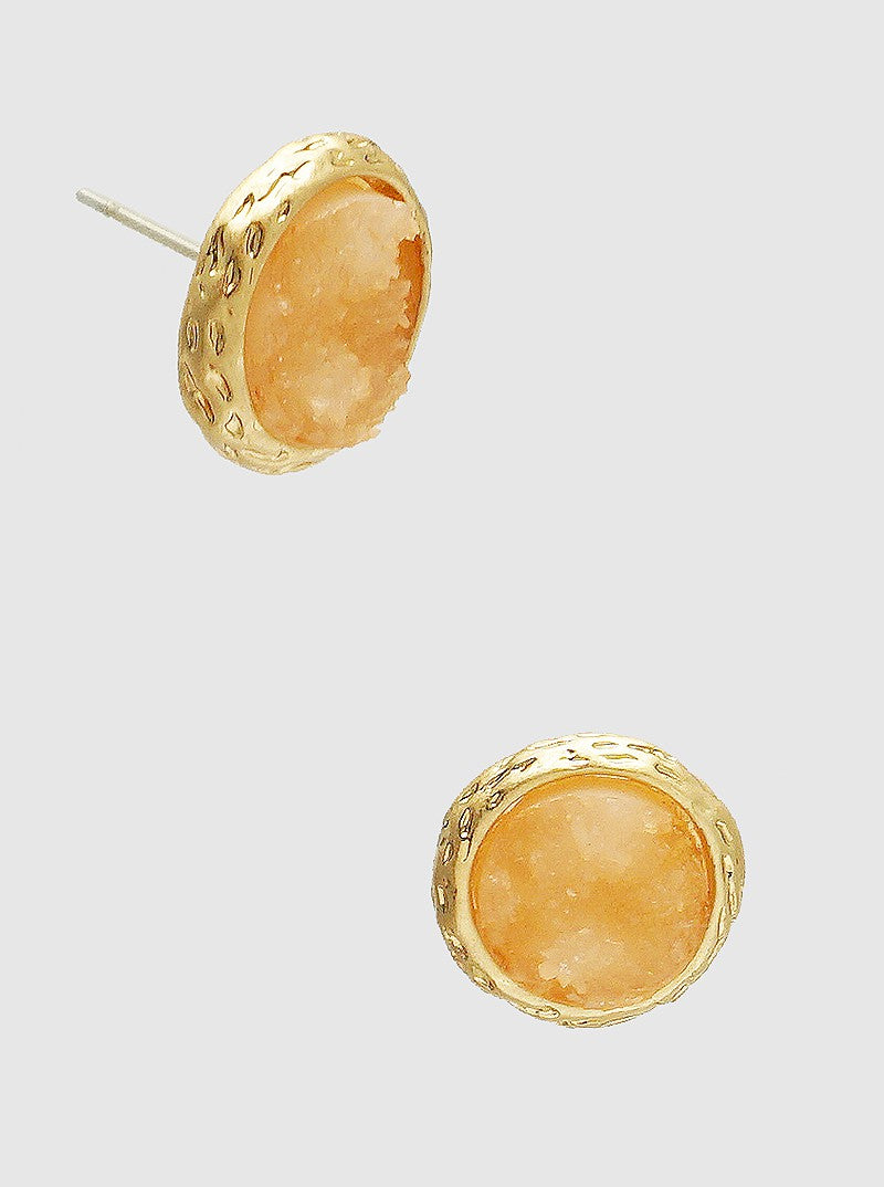 15mm Round Simulated Druzy Post Stud Earrings