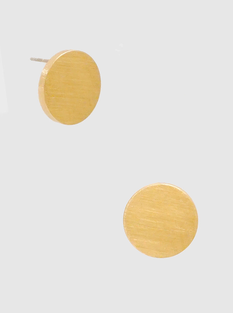 15mm Satin Metal Round Post Stud Earrings