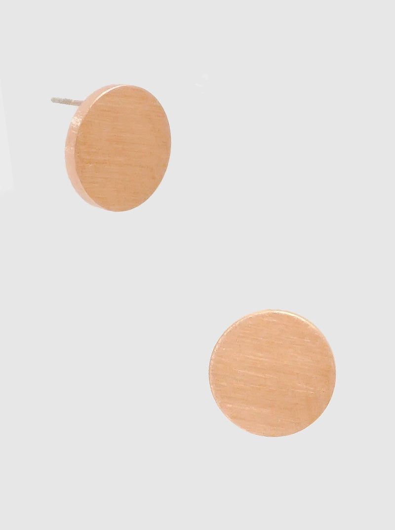 15mm Satin Metal Round Post Stud Earrings