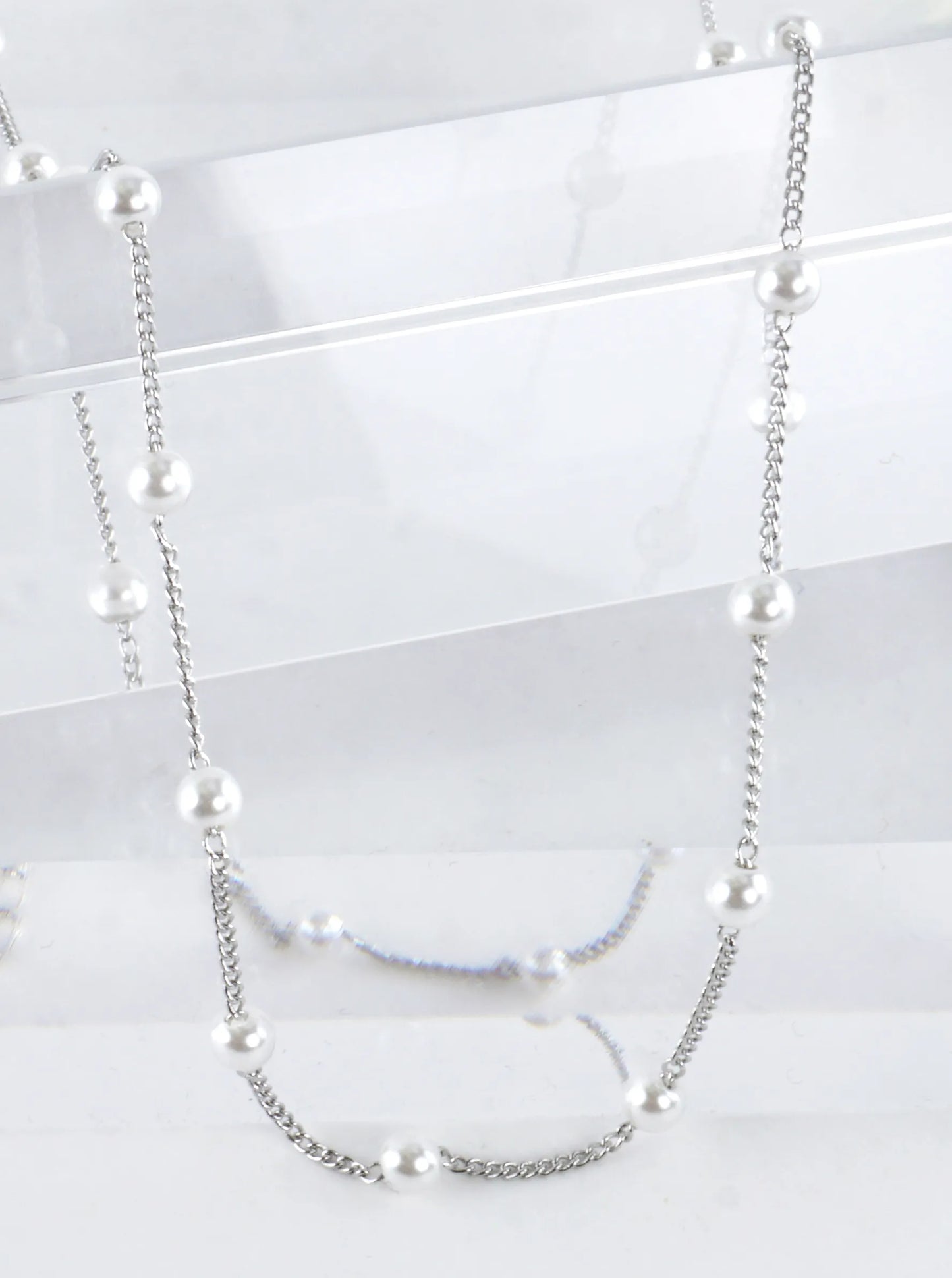 16 Inch Brass 4mm Pearl Station Chain Necklace