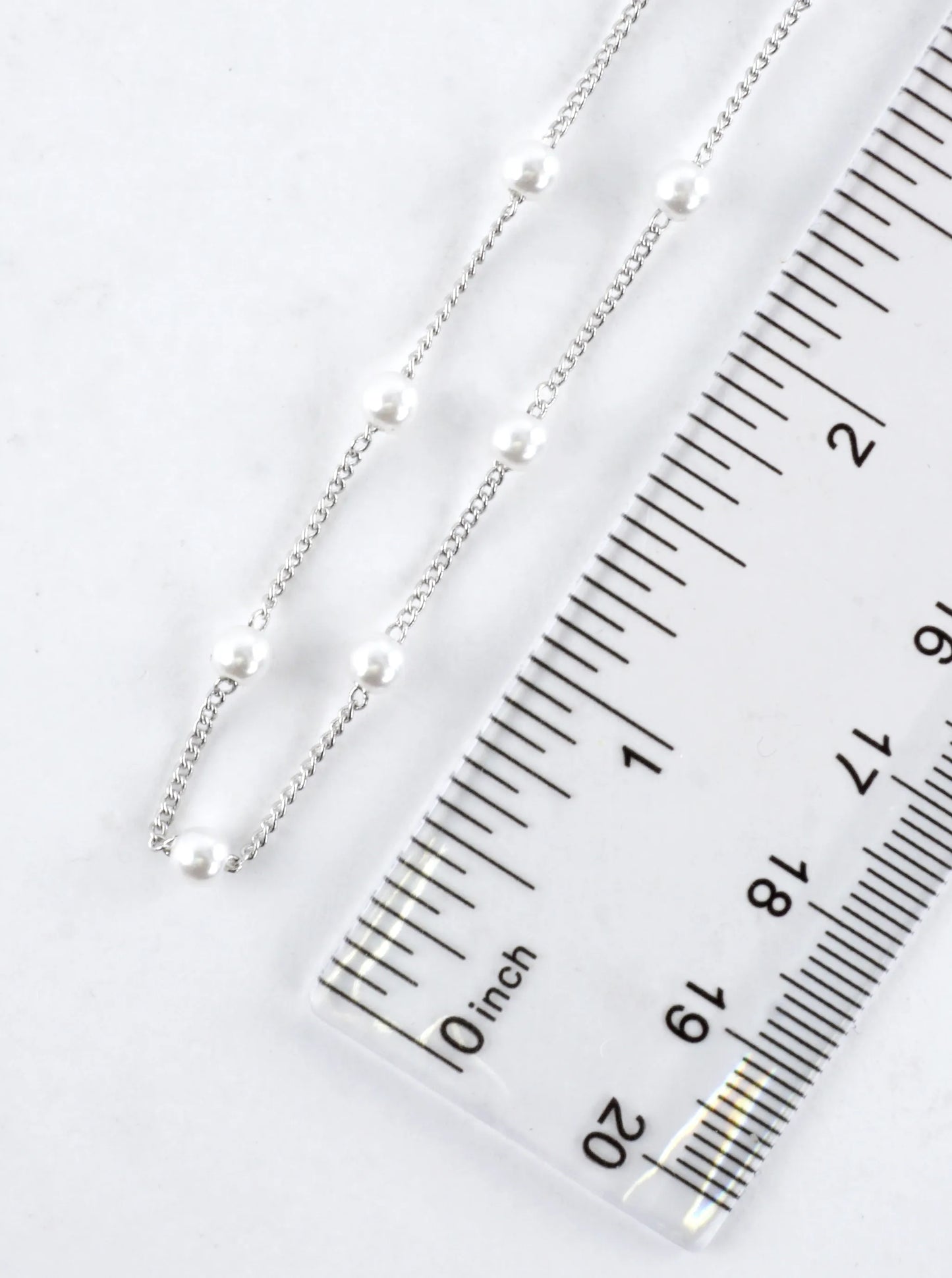 16 Inch Brass 4mm Pearl Station Chain Necklace
