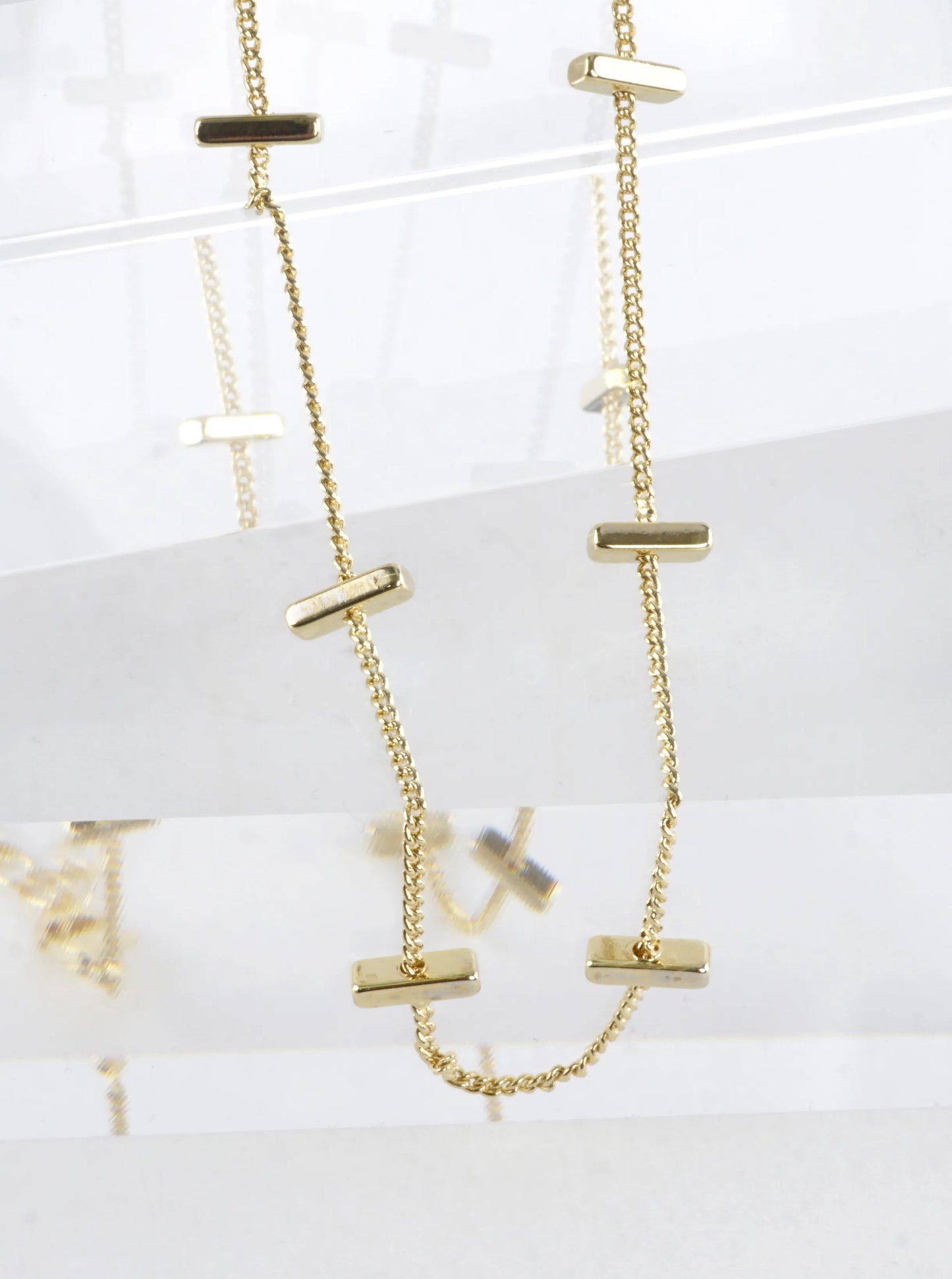 16 Inch Brass Bar Station Chain Necklace