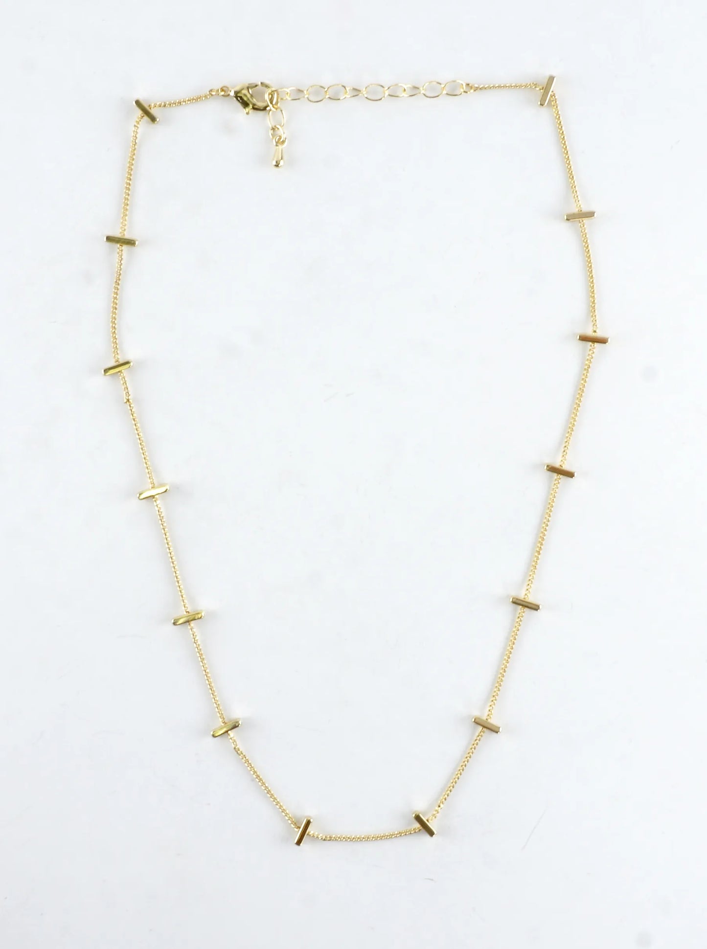 16 Inch Brass Bar Station Chain Necklace